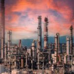 Oil and gas petrochemical industrial. Oil refinery petrochemical plant factory from Osaka chemical i