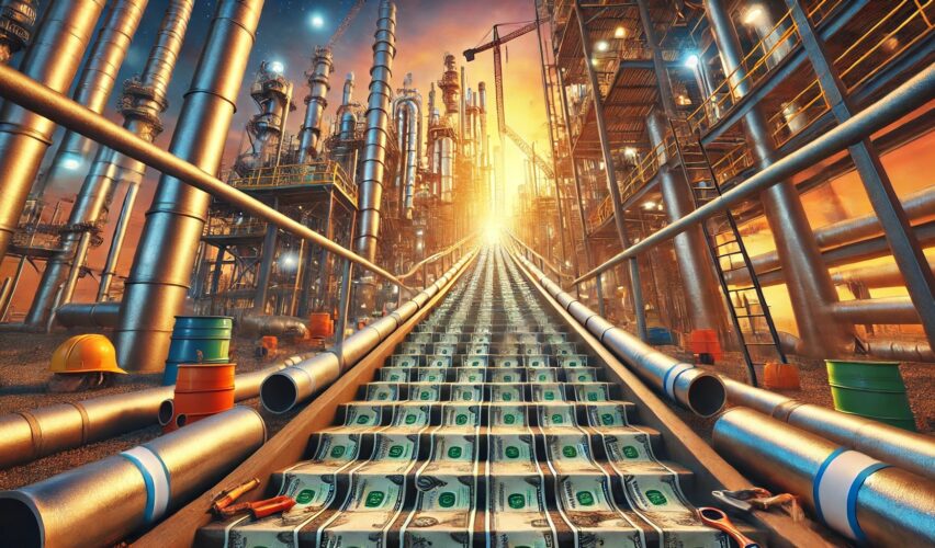 DALLE2025 01 0914.33.34 Adramaticillustrationshowingtheviewfromthebottomofastairwaylookingup.Thestairsarelinedwithconstructionpipesandscatteredtools ezgif.com webp to jpg converter